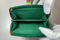 JUDITH LEIBER Green Lizard Skin Wallet with Gold Clasp