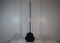 JUDITH LEIBER Black Satin Evening Bag with Jet Black Rhinestones