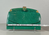 JUDITH LEIBER Green Lizard Skin Wallet with Gold Clasp