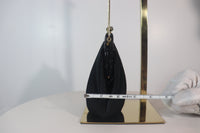 JUDITH LEIBER Black Satin Evening Bag with Jet Black Rhinestones