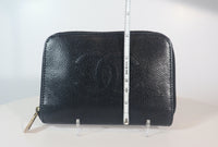 CHANEL Black Leather Wallet with Stitched Logo