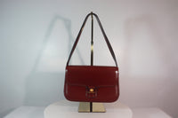 HERMÈS Burgundy Leather Two-Way Crossbody Bag with Adjustable Strap