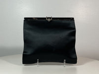 A LA REINE DES FÉES Black Satin Clutch with Rhinestone Clasp