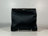 A LA REINE DES FÉES Black Satin Clutch with Rhinestone Clasp