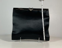 A LA REINE DES FÉES Black Satin Clutch with Rhinestone Clasp