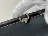 A LA REINE DES FÉES Black Satin Clutch with Rhinestone Clasp