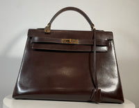 HERMÈS Vintage Brown Leather Kelly 28 Handbag Circa 1964