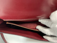 HERMÈS Burgundy Leather Two-Way Crossbody Bag with Adjustable Strap