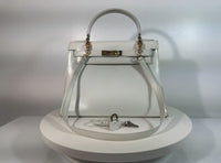 HERMÈS Vintage White/Blanc Kelly 28 Handbag w/ Detachable Strap