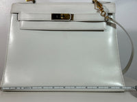 HERMÈS Vintage White/Blanc Kelly 28 Handbag w/ Detachable Strap