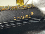 CHANEL Vintage Gold Black Glitter Evening Bag with Chain Strap