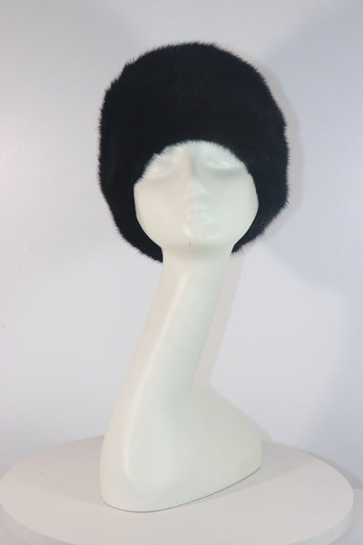 MAD'LEINE Black Mink 1960s Pillbox Hat