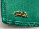 JUDITH LEIBER Green Lizard Skin Wallet with Gold Clasp