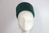 GIVENCHY 1960 Custom, Emerald Green Straw Pillbox Hat