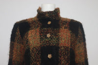 CHANEL HAUTE COUTURE 1960s Black and Multicolored Plaid Boucle Coat