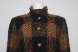 CHANEL HAUTE COUTURE 1960s Black and Multicolored Plaid Boucle Coat