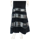 GIVENCHY COUTURE Black Velvet Gown with Mesh & Diamond Stripe Skirt Detail