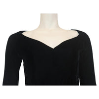 GIVENCHY COUTURE Black Velvet Gown with Mesh & Diamond Stripe Skirt Detail