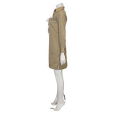 YVES SAINT LAURENT Khaki Cotton Lace-Up Safari Mini Dress