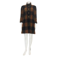 CHANEL HAUTE COUTURE 1960s Black and Multicolored Plaid Boucle Coat