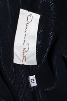 OSCAR DE LA RENTA Black and Silver Blouse with Ruffles Size 12