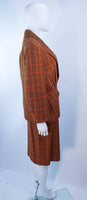 HERMES 2 pc Brown Plaid Wool Skirt Suit Size 46