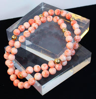 ANGEL SKIN 14 Karat Yellow Gold Beads and Coral Large Bead Necklace