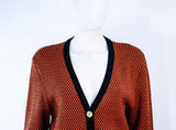 CELINE Orange and Brown Printed Wool Sweater Size 6-8