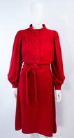 EMANUEL UNGARO Red Wool Cashmere Blend Dress Size 8