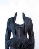 IRENE Black Silk Cascading Ruffle Cocktail Gown and Jacket Size 4