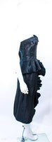 IRENE Black Silk Cascading Ruffle Cocktail Gown and Jacket Size 4