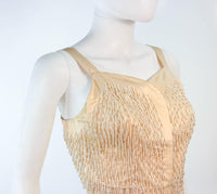 VINTAGE Circa 1960s Cream Silk Beaded Dress and Coat Size 6-8