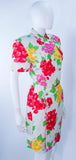 HANAE MORI White Floral Linen Day Dress, Gold Buttons Size 6-8