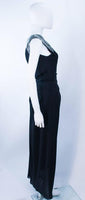 TRAVILLA 1970s Black Draped Jersey Gown Size 8-10
