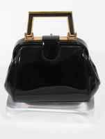 JUDITH LEIBER Rare 1960s Black and Gold Patent Leather Petite Purse