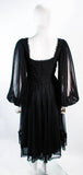 JEAN LOUIS Black Pleated Lace Dress with Sheer Sleeves
