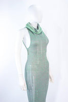 KORBOL 2005 Aqua Iridescent Knit Sheer Maxi Dress Size 4