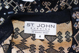 ST. JOHN Black Stretch Knit Jacket w/ Gold Accents Size 4