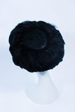 CHRISTINE Vintage 1950's Black Dyed Goose Feather and Sheared Beaver Hat