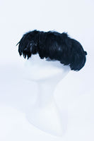 CHRISTINE Vintage 1950's Black Dyed Goose Feather and Sheared Beaver Hat