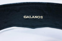 JAMES GALANOS Vintage Navy Leather Gold Stud Applique Belt Size 4-6