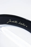 JUDITH LEIBER Vintage Black Lizard Belt with Large Gold Belt Buckle