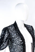 VINTAGE Circa 1930s Black Sequin Mesh Jacket Size 4