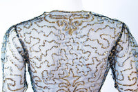 VINTAGE Circa 1930s Black and Gold Mesh Sequin Caplet Size 4-6