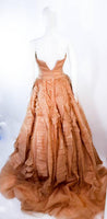 VERA WANG Beige Silk Organza Tulle Pleated Wedding Gown Size 2