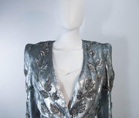 CAROLINA HERRERA Silver Beaded and Sequin Jacket with Top Size 8-10