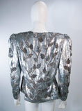 CAROLINA HERRERA Silver Beaded and Sequin Jacket with Top Size 8-10