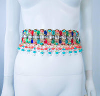 VINTAGE Circa 1960s Colorful Jeweled Fringe Belt Size Small