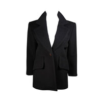 YVES SAINT LAURENT Black Cashmere Coat Size Large