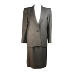 YVES SAINT LAURENT Gray Wool Plaid Skirt Suit Size 38